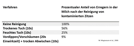 Euterreinigungsverfahren im Vergleich