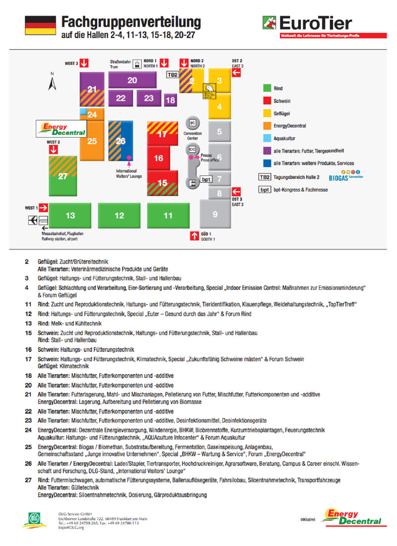 Fachgruppenverteilung auf der EuroTier 2016