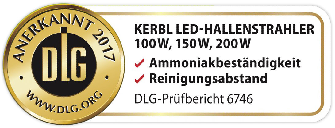 DLG-Prüfzeichen für LED Hallenstrahler
