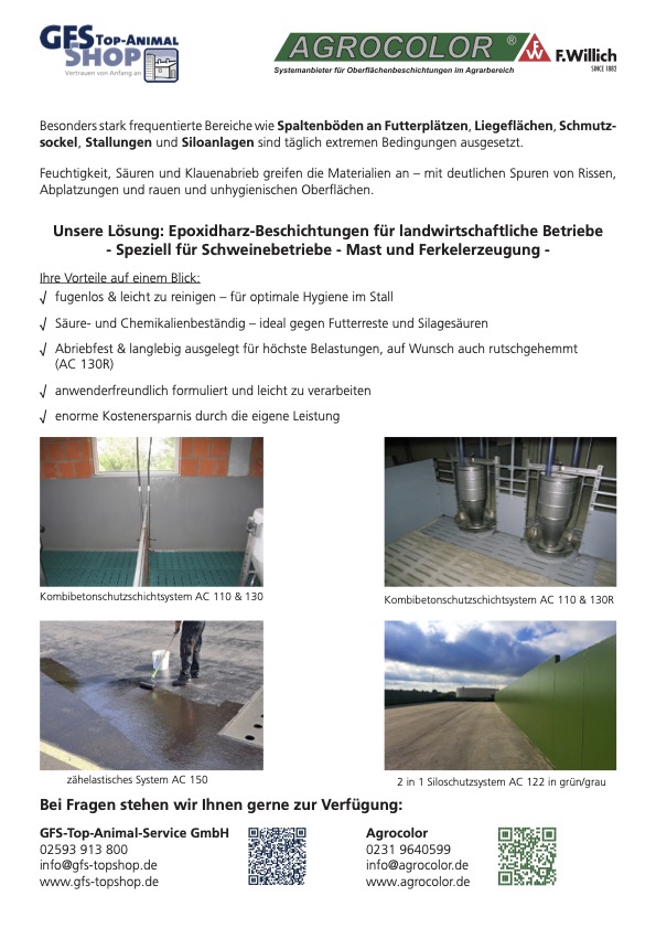 Epoxidharz-Beschichtungen für landwirtschaftliche Betriebe