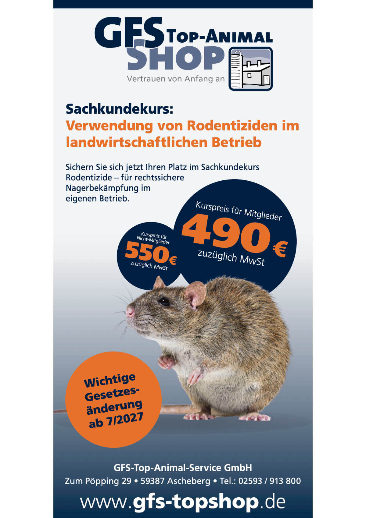 Sachkundekurs Verwendung von Rodentiziden im
landwirtschaftlichen Betrieb