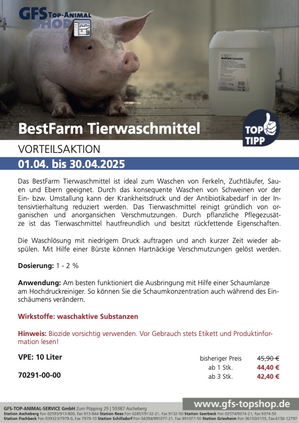 Vorteilsaktion BestFarm Tierwaschmittel