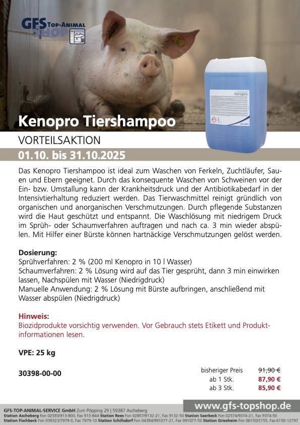 Vorteilsaktion Kenopro Tiershampoo
