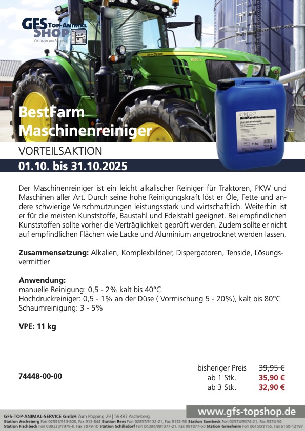 Vorteilsaktion BestFarm Maschinenreiniger