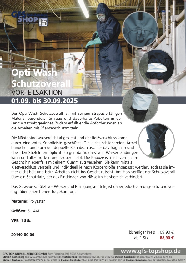 Vorteilsaktion Opti Wash Schutzoverall